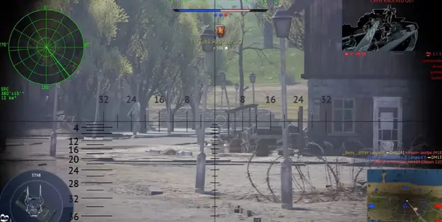 War Thunder urban tank combat through gunner optics